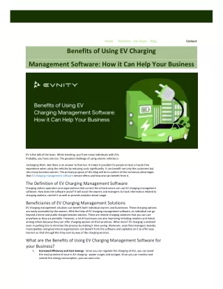 Benefits of Using EV Charging Management Software How it Can Help Your Business