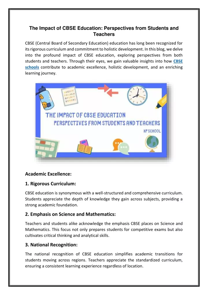 the impact of cbse education perspectives from