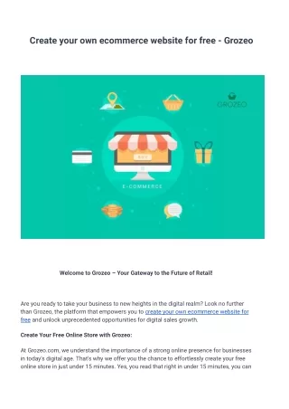 create your own ecommerce website for free grozeo
