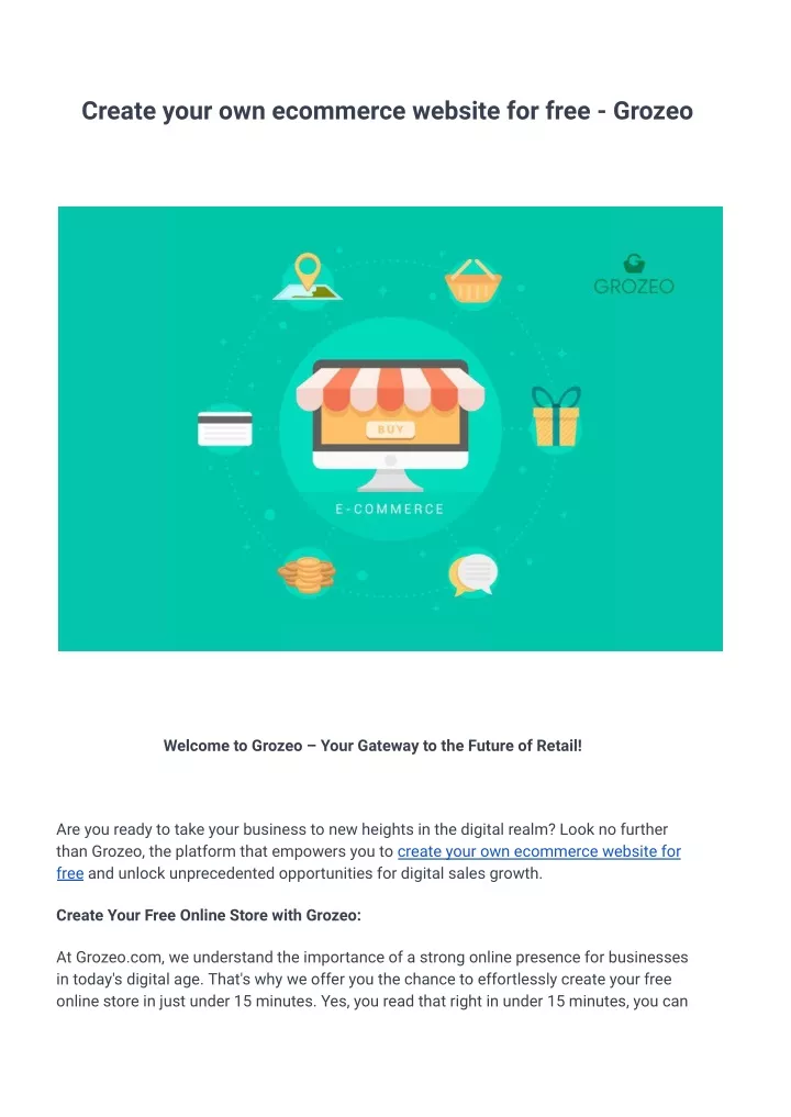 create your own ecommerce website for free grozeo