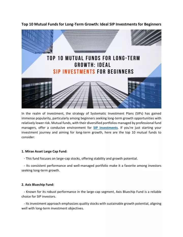 top 10 mutual funds for long term growth ideal