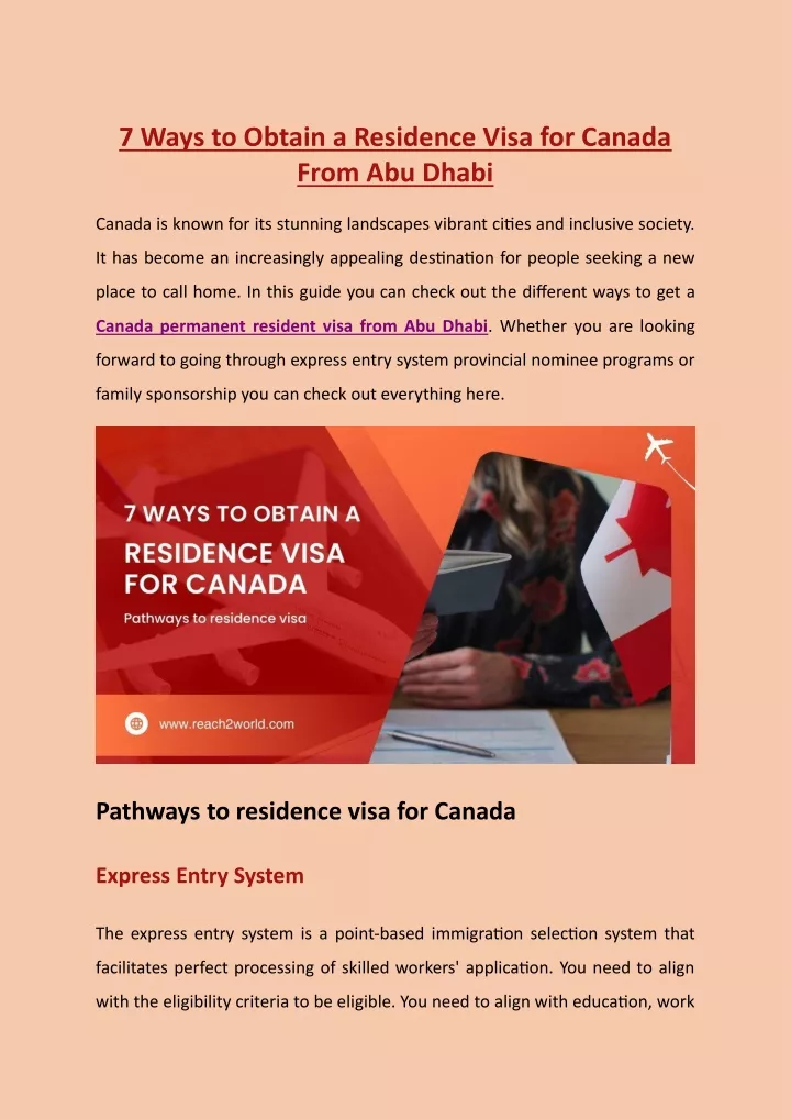 7 ways to obtain a residence visa for canada from