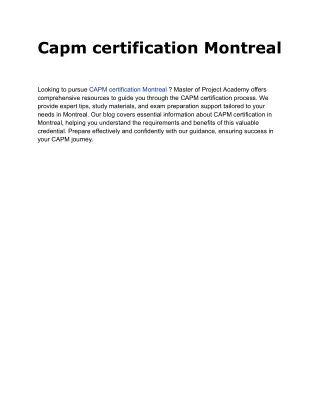 Capm certification Montreal