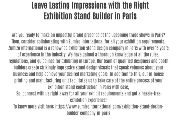 leave lasting impressions with the right