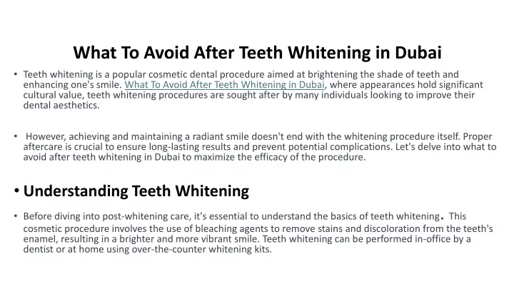 what to avoid after teeth whitening in dubai