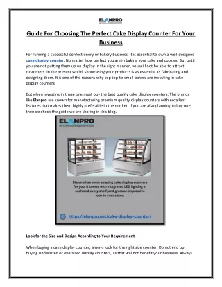 Guide for Choosing the Perfect Cake Display Counter for Your Business
