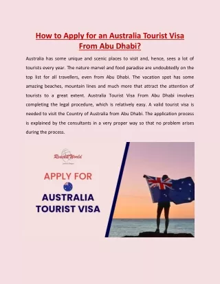 How to Apply for an Australia Tourist Visa From Abu Dhabi