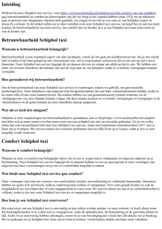 Betrouwbaarheid en comfort: de sleutelwoorden van onze Schiphol taxi service