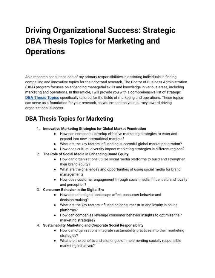 dba thesis topics