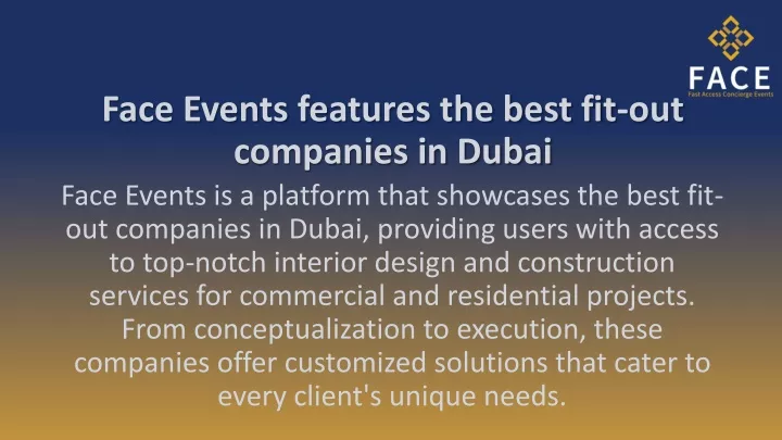 face events features the best fit out companies in dubai