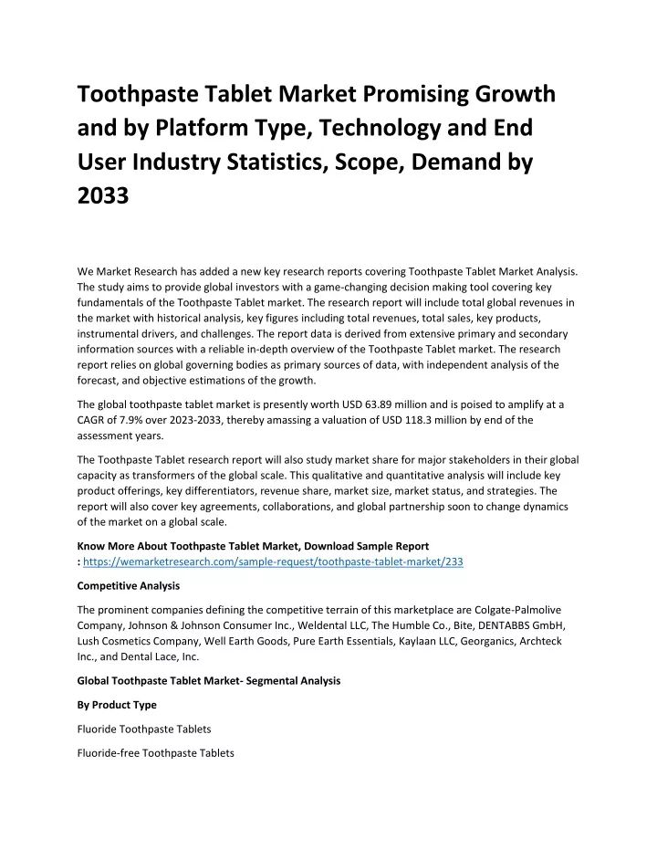 toothpaste tablet market promising growth