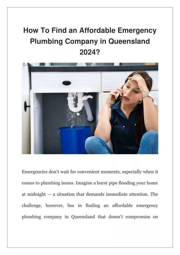 how to find an affordable emergency plumbing
