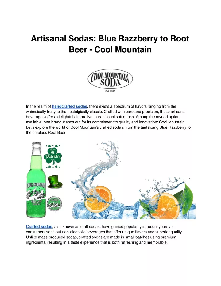 artisanal sodas blue razzberry to root beer cool mountain