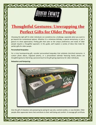 Thoughtful Gestures Unwrapping the Perfect Gifts for Older People