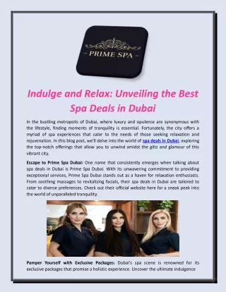 Indulge and Relax Unveiling the Best Spa Deals in Dubai