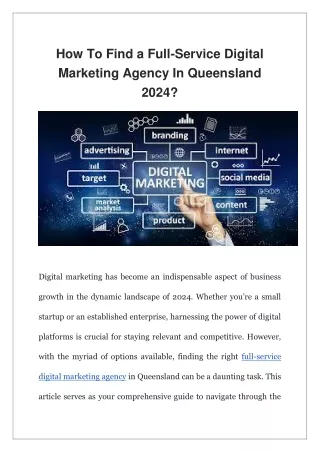 How To Find a Full-Service Digital Marketing Agency In Queensland 2024?
