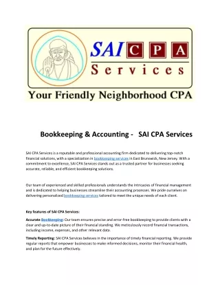 Bookkeeping & Accounting by SAI CPA Services