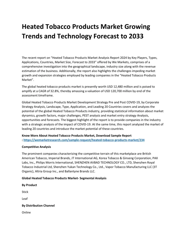 heated tobacco products market growing trends