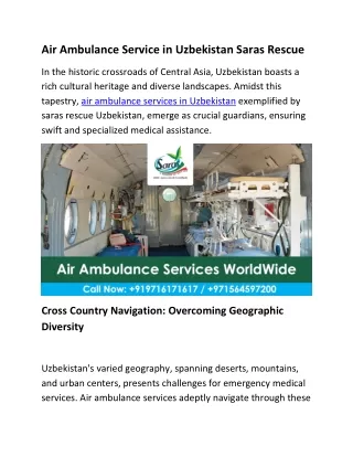 Air Ambulance Service in Uzbekistan
