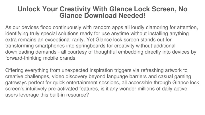 unlock your creativity with glance lock screen no glance download needed