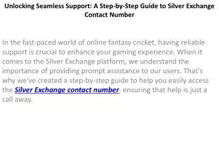 unlocking seamless support a step by step guide to silver exchange contact number