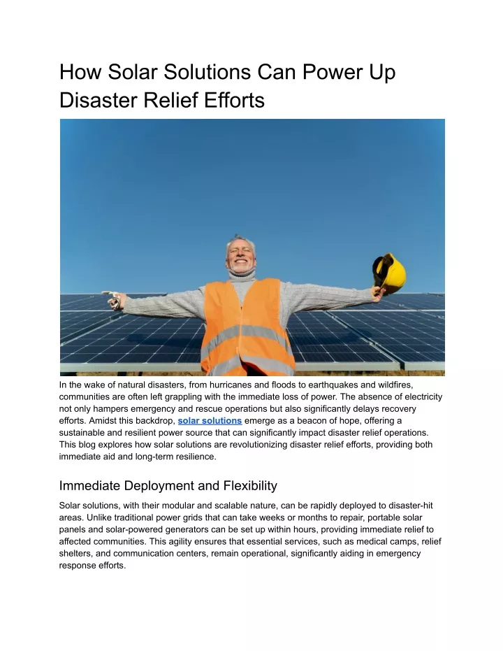 how solar solutions can power up disaster relief