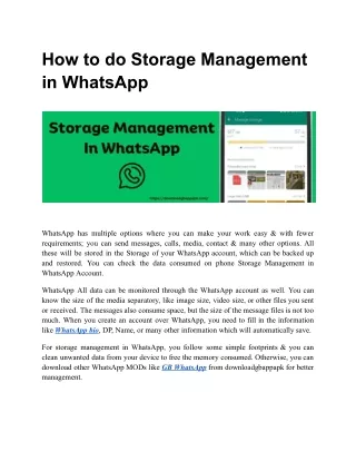 How to do Storage Management in WhatsApp
