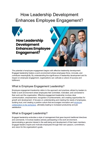 How Leadership Development Enhances Employee Engagement