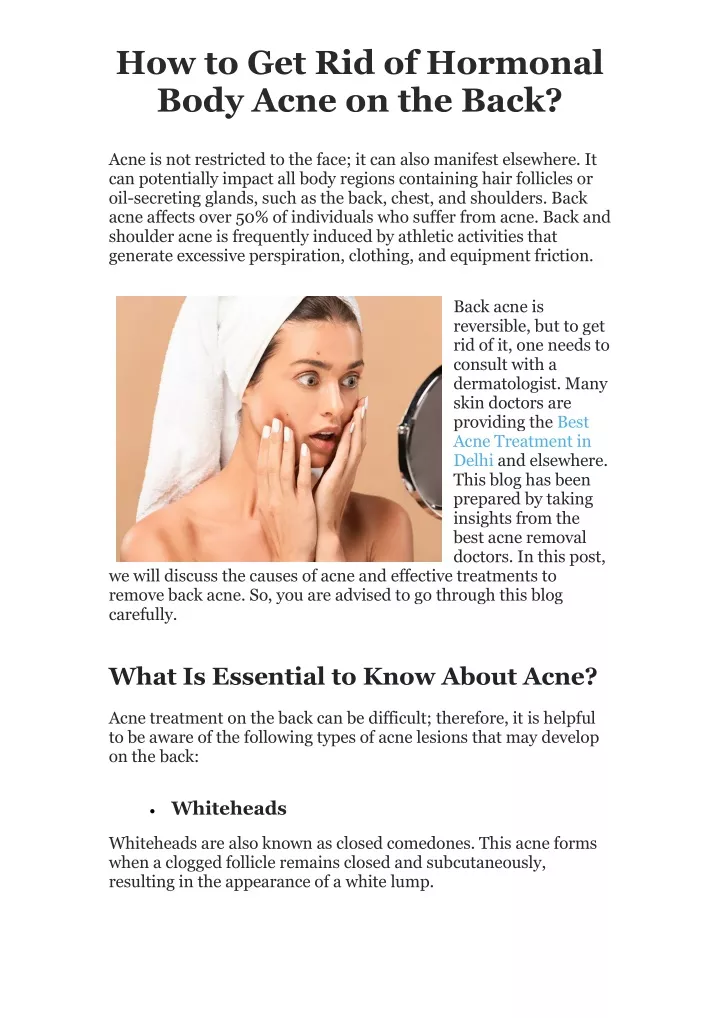 how to get rid of hormonal body acne on the back