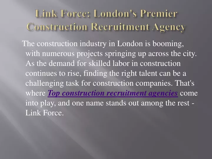 link force london s premier construction recruitment agency