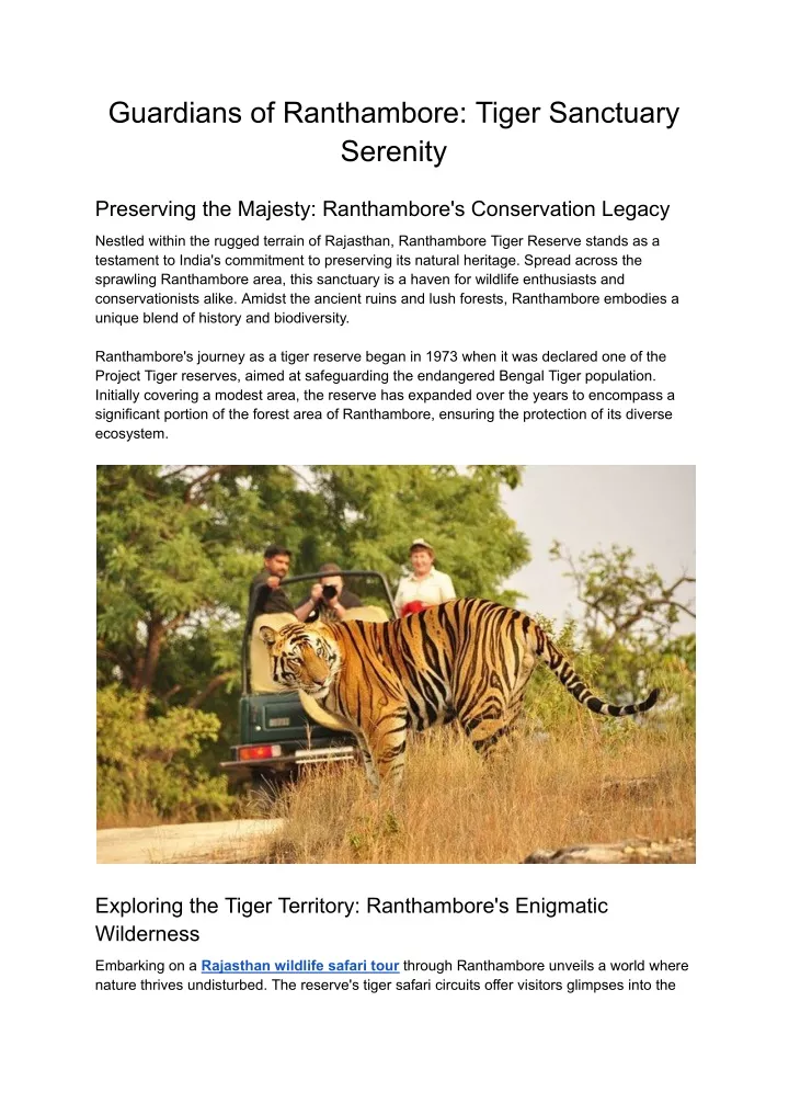 PPT - Guardians of Ranthambore_ Tiger Sanctuary Serenity PowerPoint 