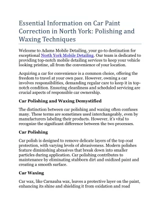 Essential Information on Car Paint Correction in North York pdf 2