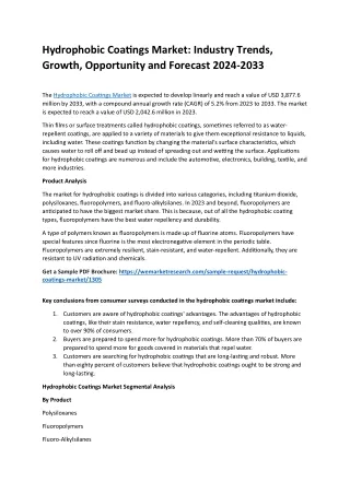 hydrophobic coatings market industry trends