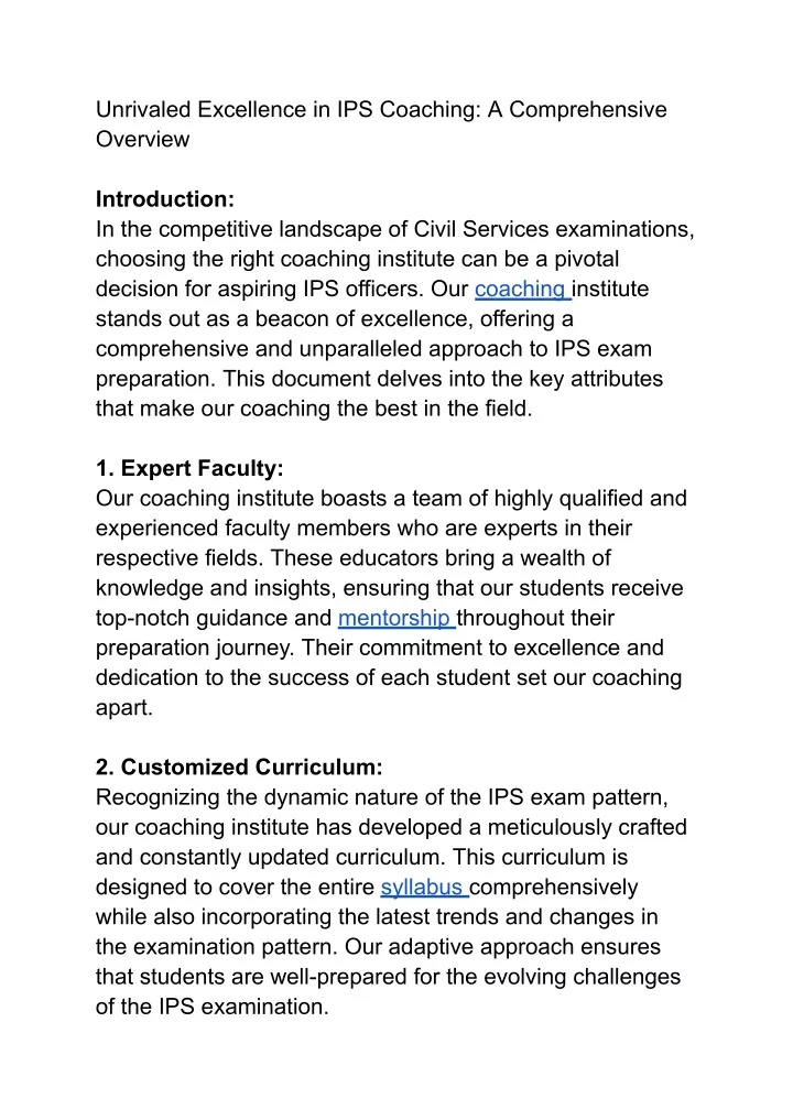 unrivaled excellence in ips coaching