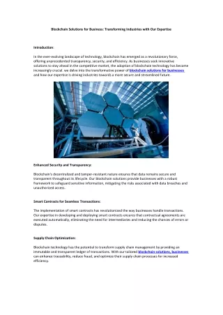 blockchain solutions for business transforming