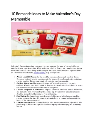 10 Romantic Ideas to Make Valentine’s Day Memorable