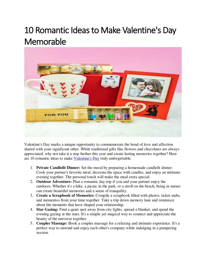 10 romantic ideas to make valentine