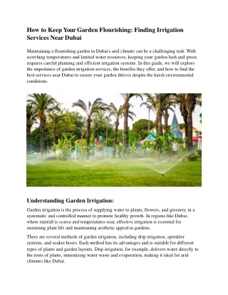 How to Keep Your Garden Flourishing: Finding Irrigation Services Near Dubai