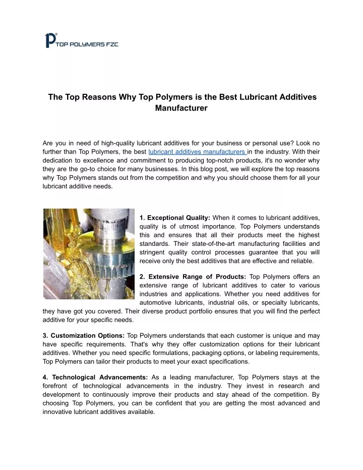 the top reasons why top polymers is the best