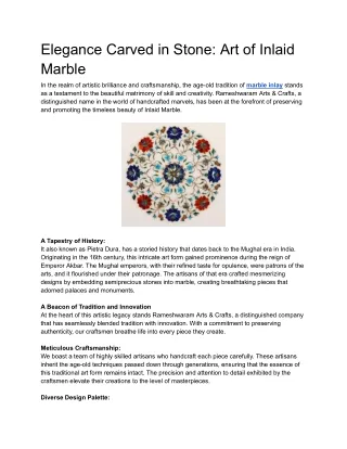 Elegance Carved in Stone: Art of Inlaid Marble