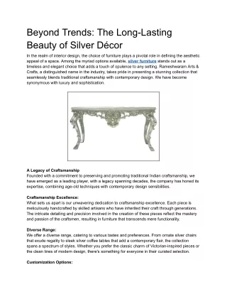 Beyond Trends: The Long-Lasting Beauty of Silver Décor
