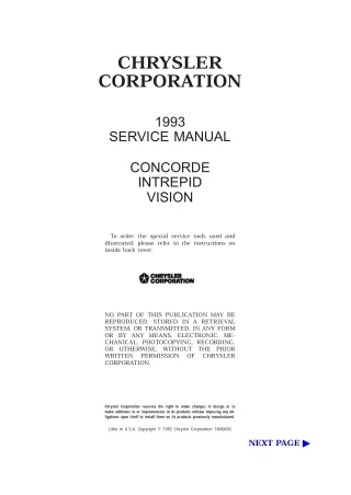 1993 Dodge Intrepid Service Repair Manual