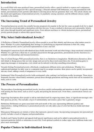 Personalized Jewelry: A Touch of Individuality