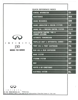 1993 Infiniti J30 Service Repair Manual