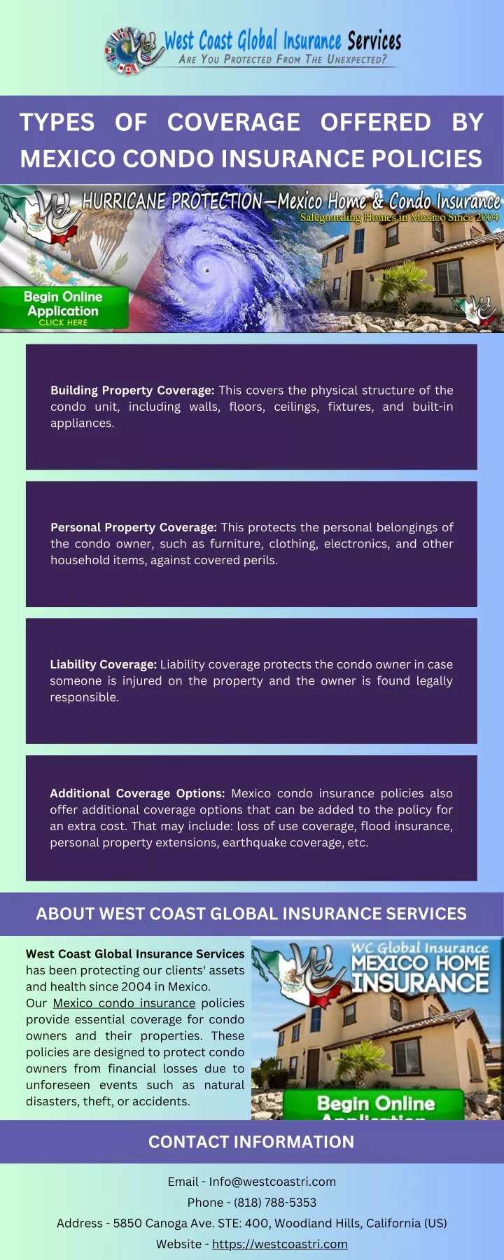 types of coverage offered by mexico condo