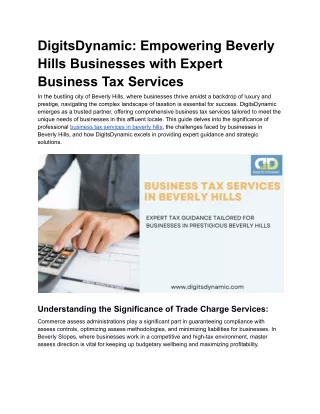 Business tax services in beverly hills