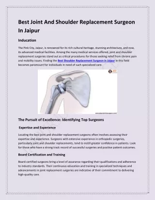 Best Joint And Shoulder Replacement Surgeon In Jaipur