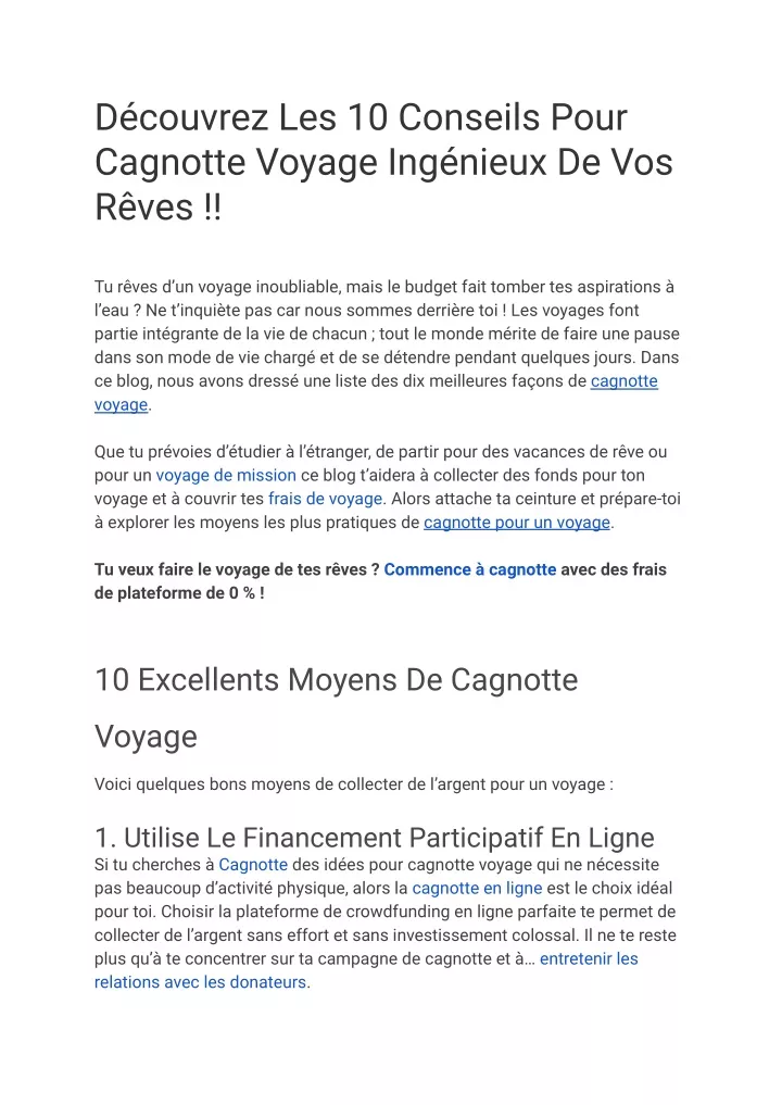 d couvrez les 10 conseils pour cagnotte voyage