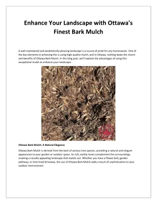 Enhance Your Landscape with Ottawa's Finest Bark Mulch