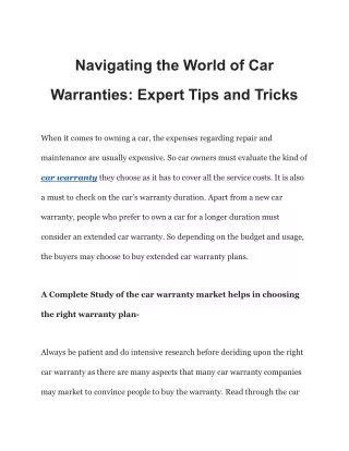navigating the world of car